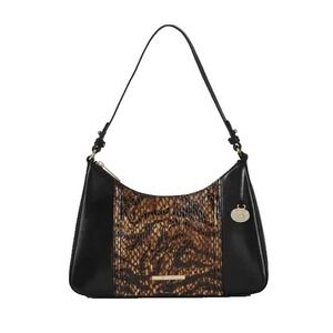 Brahmin Womens Esme Cocoa Blanchard Leather Shoulder Bag Snake Embossed One Size